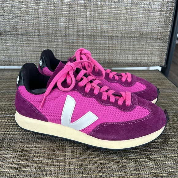 VEJA 7 38 RIO BRANCO ALVEOMESH LOTUS WHITE PINK PURPLE SNEAKERS SUEDE LEATHER - Picture 2 of 9